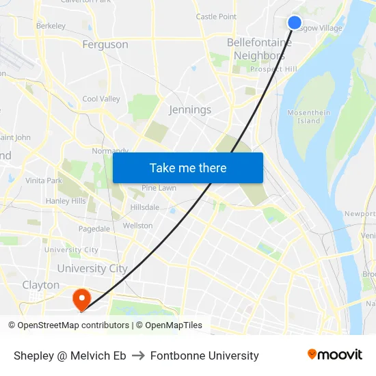 Shepley @ Melvich Eb to Fontbonne University map