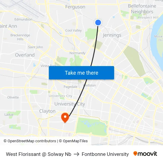 West Florissant @ Solway Nb to Fontbonne University map