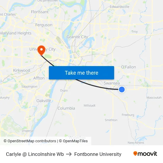 Carlyle @ Lincolnshire Wb to Fontbonne University map