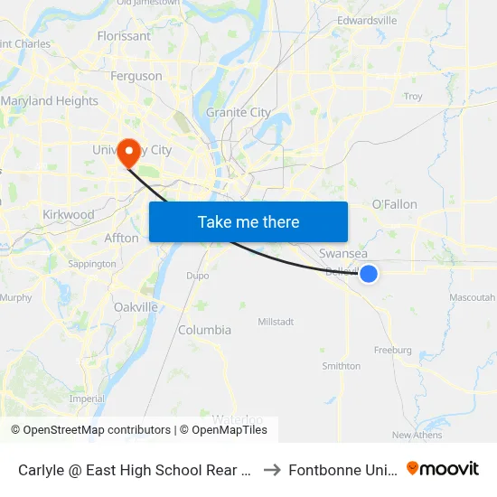 Carlyle @ East High School Rear Entrance Wb to Fontbonne University map