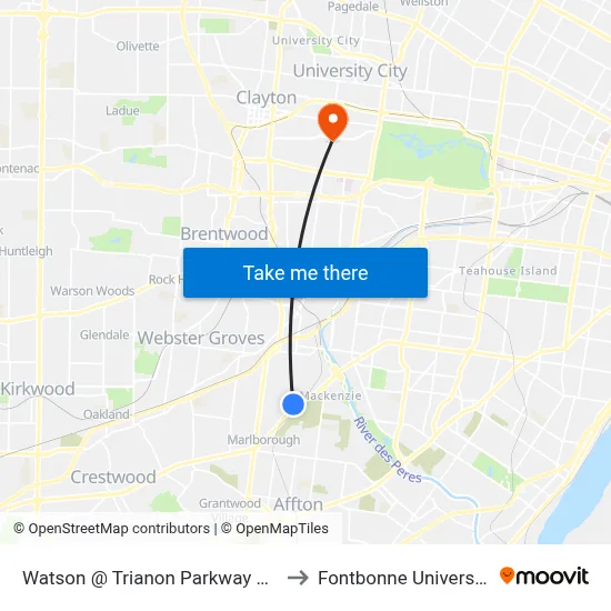 Watson @ Trianon Parkway Wb to Fontbonne University map