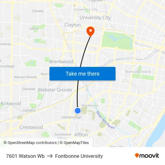 7601 Watson Wb to Fontbonne University map