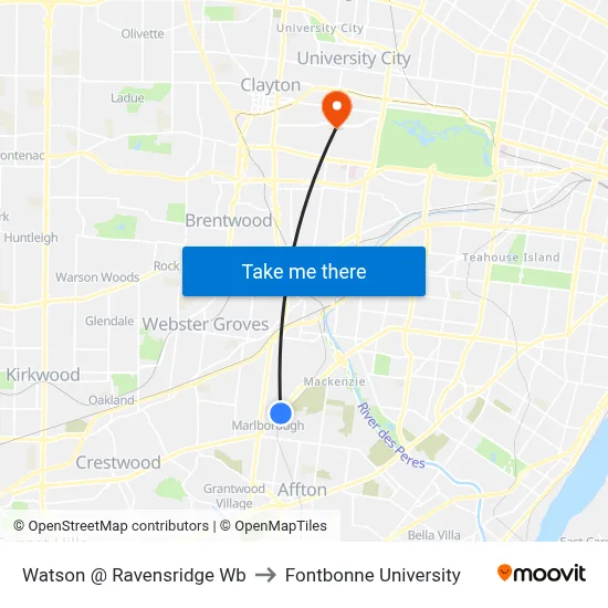 Watson @ Ravensridge Wb to Fontbonne University map