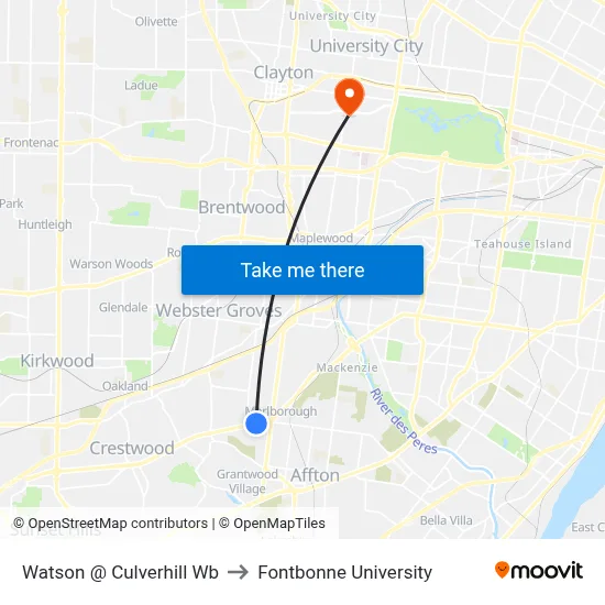 Watson @ Culverhill Wb to Fontbonne University map