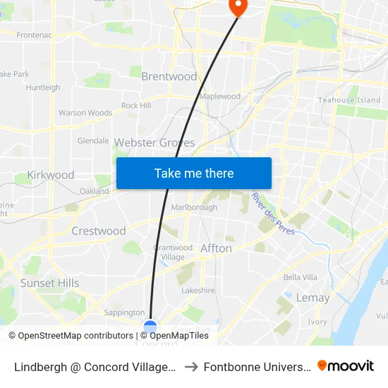 Lindbergh @ Concord Village Sb to Fontbonne University map