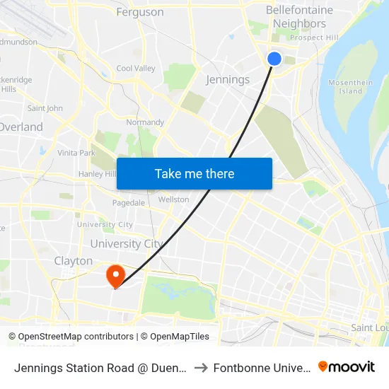 Jennings Station Road @ Duenke Wb to Fontbonne University map