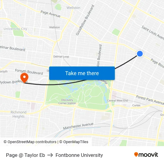 Page @ Taylor Eb to Fontbonne University map