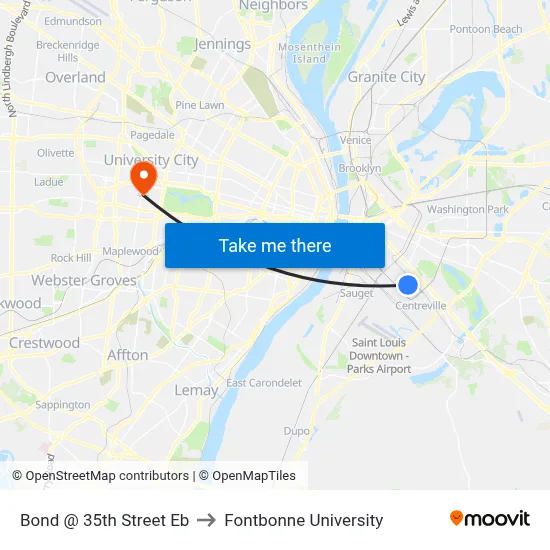 Bond @ 35th Street Eb to Fontbonne University map