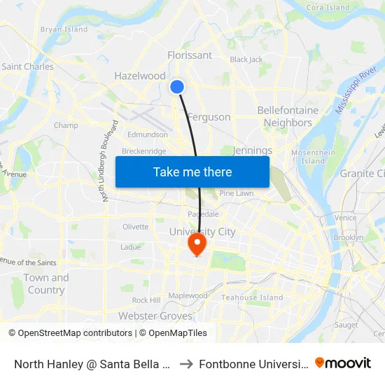 North Hanley @ Santa Bella Sb to Fontbonne University map