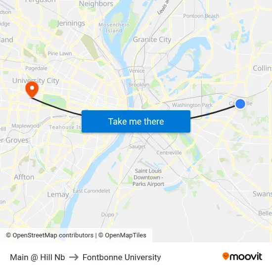 Main @ Hill Nb to Fontbonne University map
