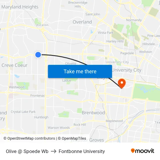 Olive @ Spoede Wb to Fontbonne University map