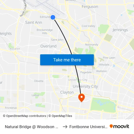 Natural Bridge @ Woodson Wb to Fontbonne University map