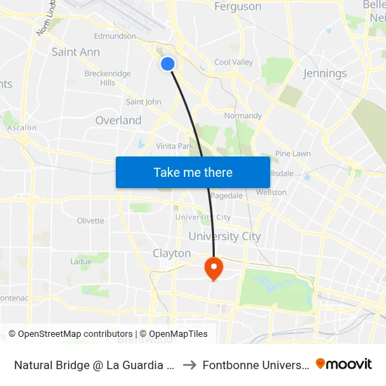 Natural Bridge @ La Guardia Wb to Fontbonne University map