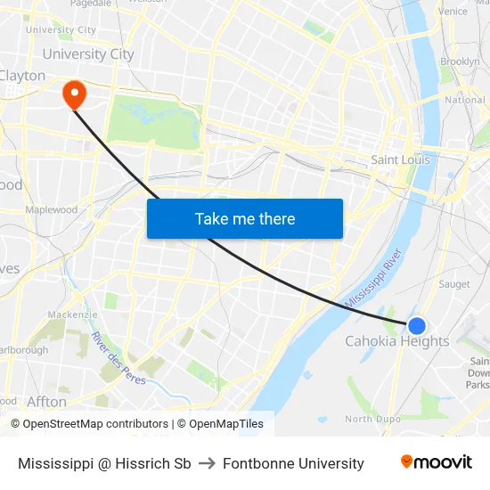 Mississippi @ Hissrich Sb to Fontbonne University map