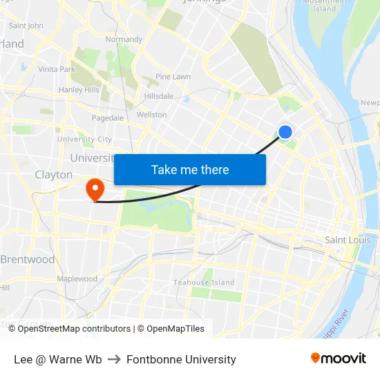 Lee @ Warne Wb to Fontbonne University map