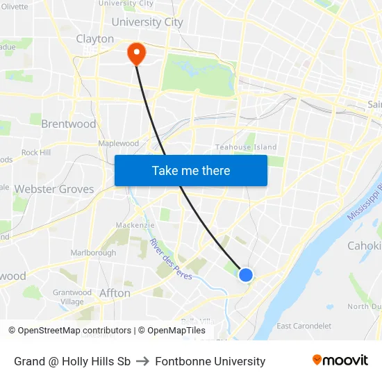Grand @ Holly Hills Sb to Fontbonne University map