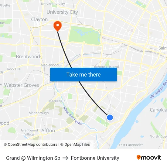 Grand @ Wilmington Sb to Fontbonne University map