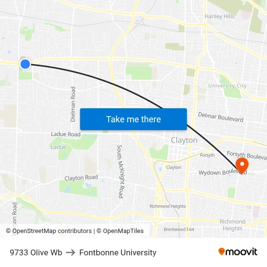 9733 Olive Wb to Fontbonne University map