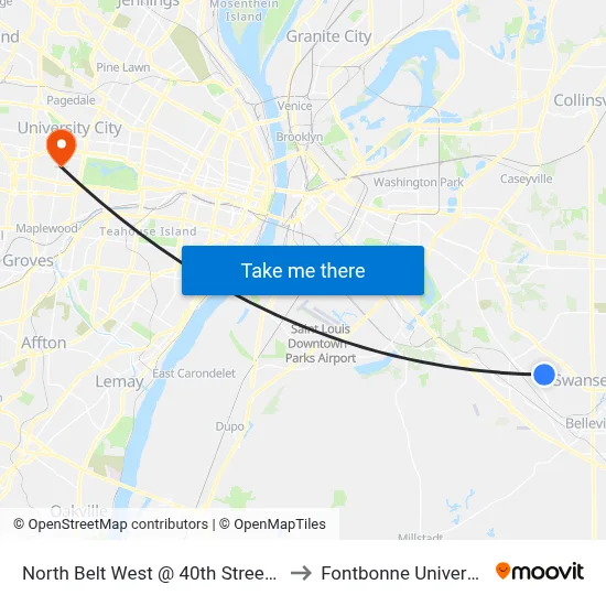 North Belt West @ 40th Street Eb to Fontbonne University map