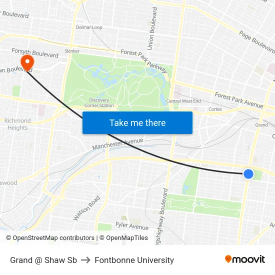 Grand @ Shaw Sb to Fontbonne University map