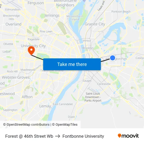 Forest @ 46th Street Wb to Fontbonne University map