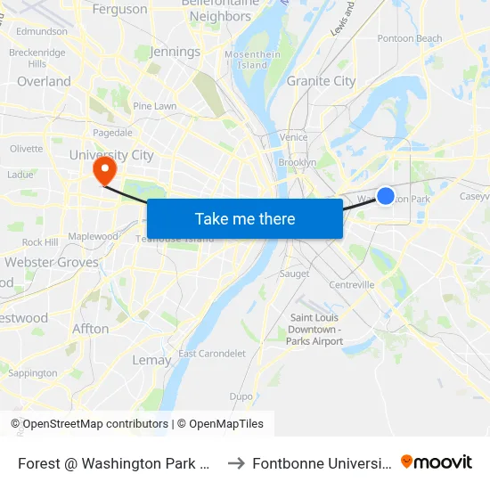 Forest @ Washington Park Wb to Fontbonne University map