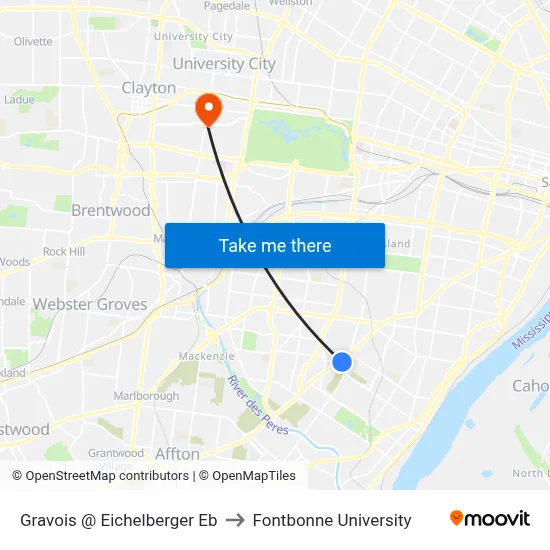 Gravois @ Eichelberger Eb to Fontbonne University map