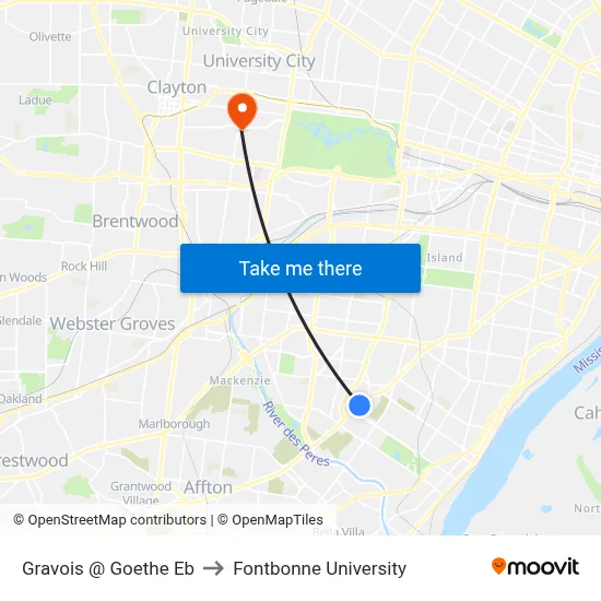 Gravois @ Goethe Eb to Fontbonne University map