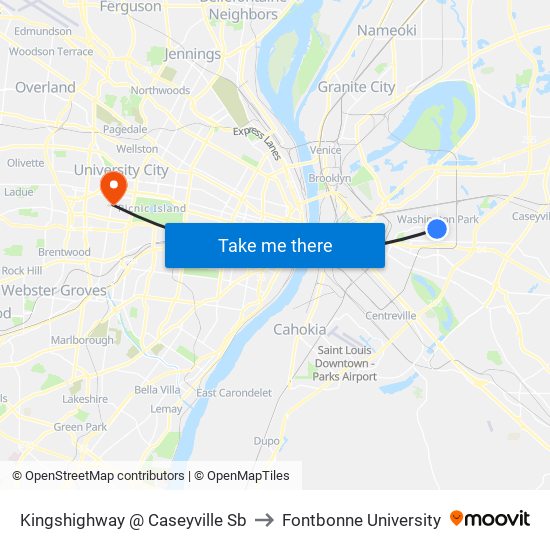 Kingshighway @ Caseyville Sb to Fontbonne University map