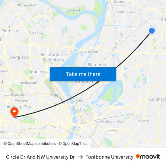Circle Dr And NW University Dr to Fontbonne University map