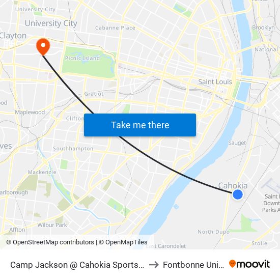 Camp Jackson @ Cahokia Sports Complex Eb to Fontbonne University map