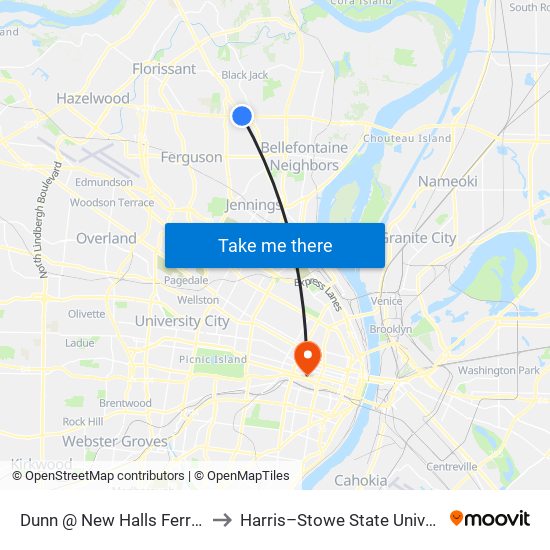 Dunn @ New Halls Ferry Wb to Harris–Stowe State University map