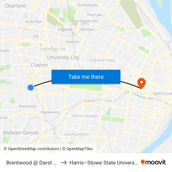 Brentwood @ Darst Nb to Harris–Stowe State University map