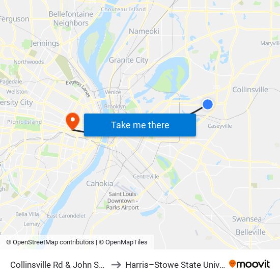 Collinsville Rd & John St N / E to Harris–Stowe State University map