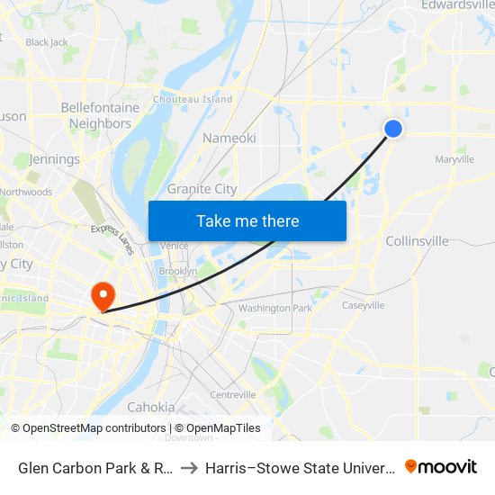 Glen Carbon Park & Ride to Harris–Stowe State University map