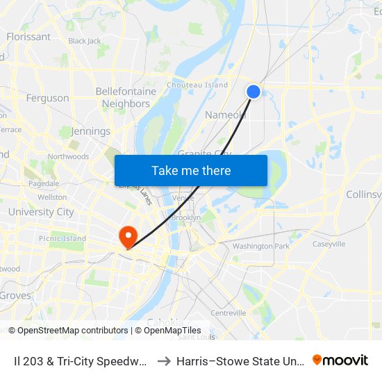 Il 203 & Tri-City Speedway S / W to Harris–Stowe State University map