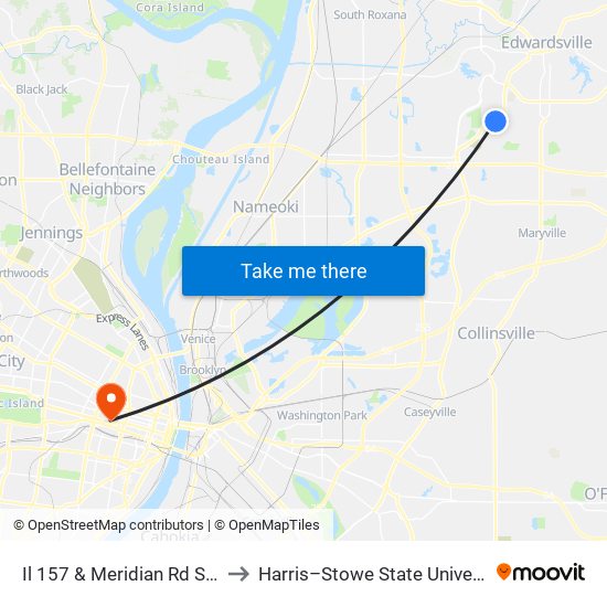 Il 157 & Meridian Rd S / W to Harris–Stowe State University map