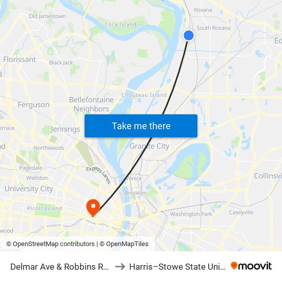 Delmar Ave & Robbins Rd S / W to Harris–Stowe State University map