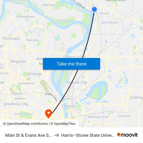 Main St & Evans Ave S / W to Harris–Stowe State University map