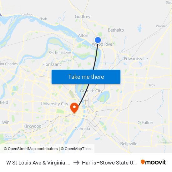 W St Louis Ave & Virginia Ave N / E to Harris–Stowe State University map