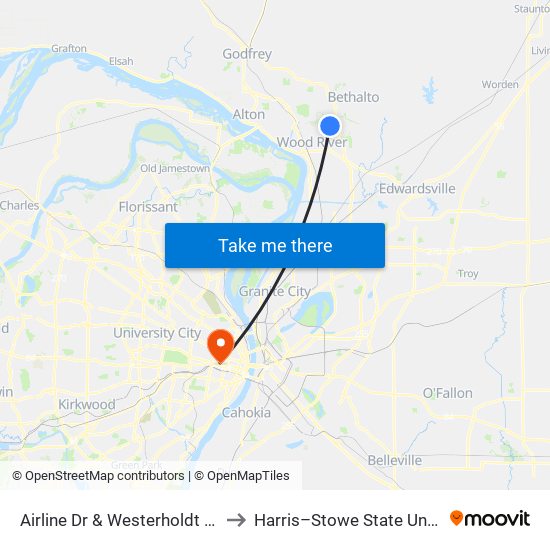 Airline Dr & Westerholdt St N / E to Harris–Stowe State University map