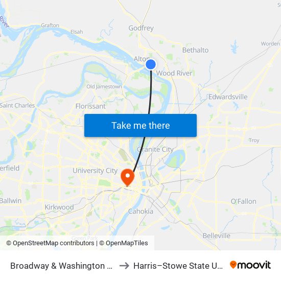 Broadway & Washington Ave N / E to Harris–Stowe State University map