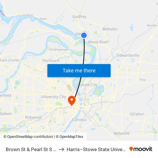 Brown St & Pearl St S / W to Harris–Stowe State University map