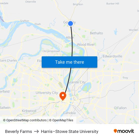 Beverly Farms to Harris–Stowe State University map