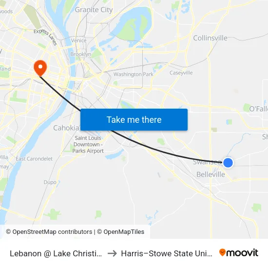 Lebanon @ Lake Christine Wb to Harris–Stowe State University map