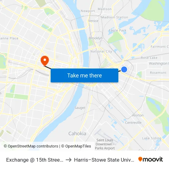 Exchange @ 15th Street Wb to Harris–Stowe State University map