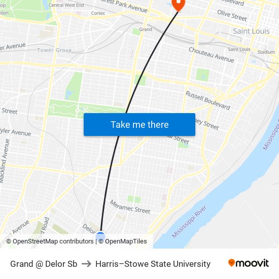 Grand @ Delor Sb to Harris–Stowe State University map