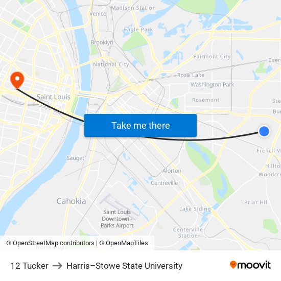 12 Tucker to Harris–Stowe State University map