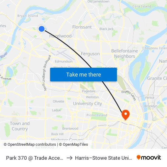 Park 370 @ Trade Access Wb to Harris–Stowe State University map