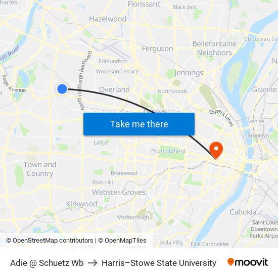 Adie @ Schuetz Wb to Harris–Stowe State University map